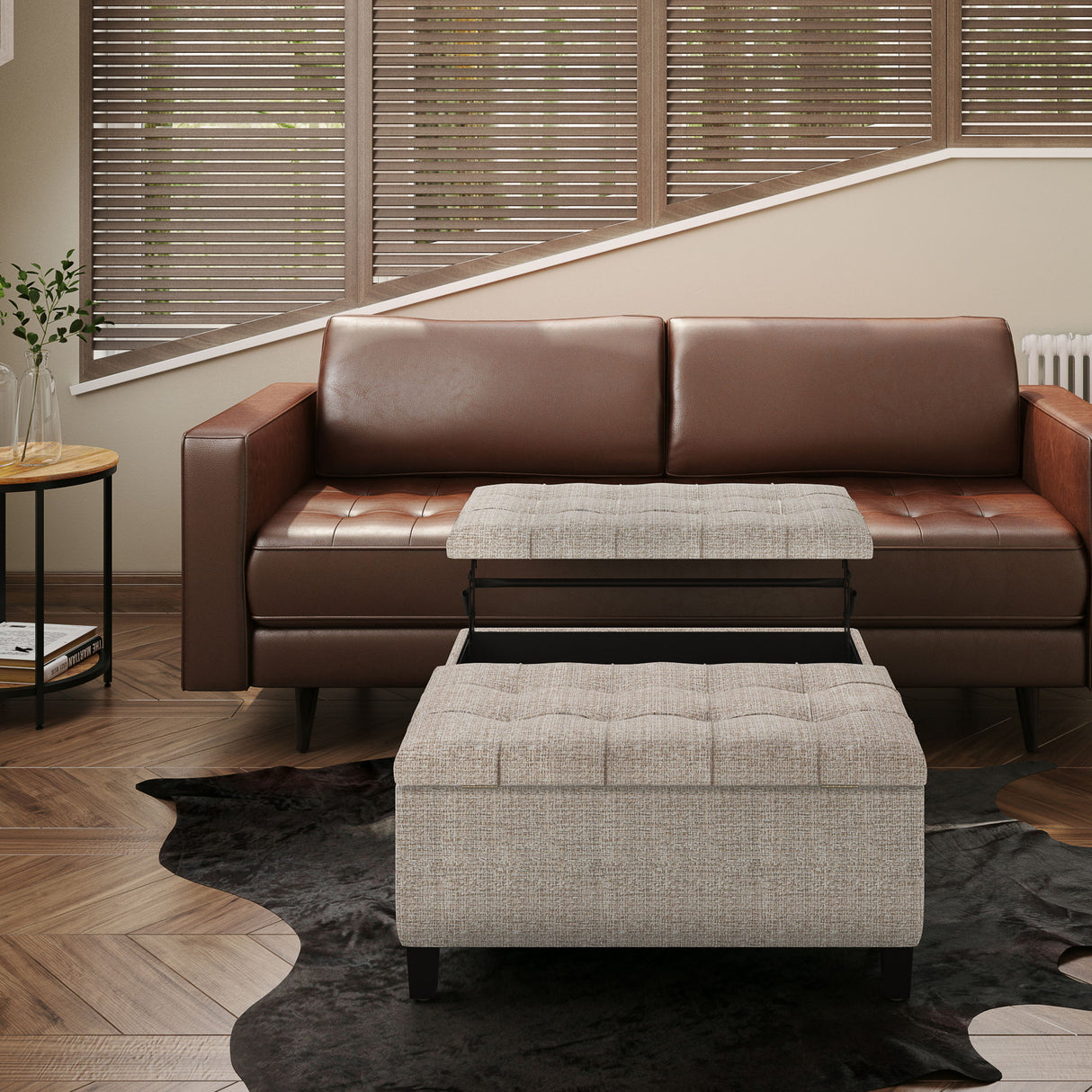 Harrison - Coffee Table Storage Ottoman - Silver
