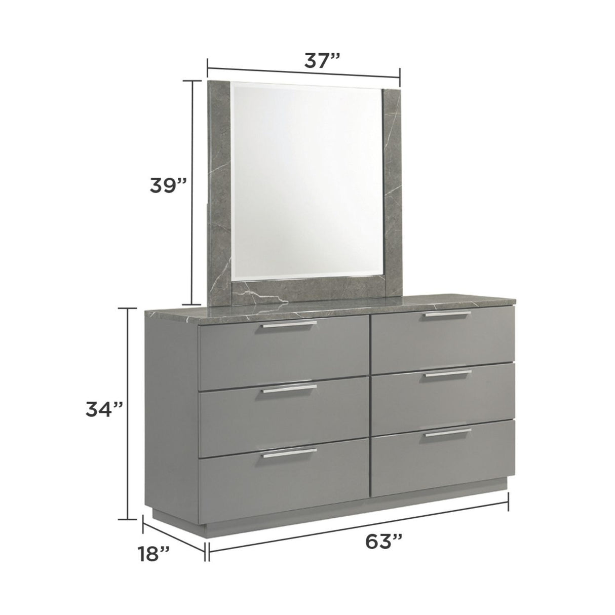 Elara - Dresser With Spacious Drawers - Gray