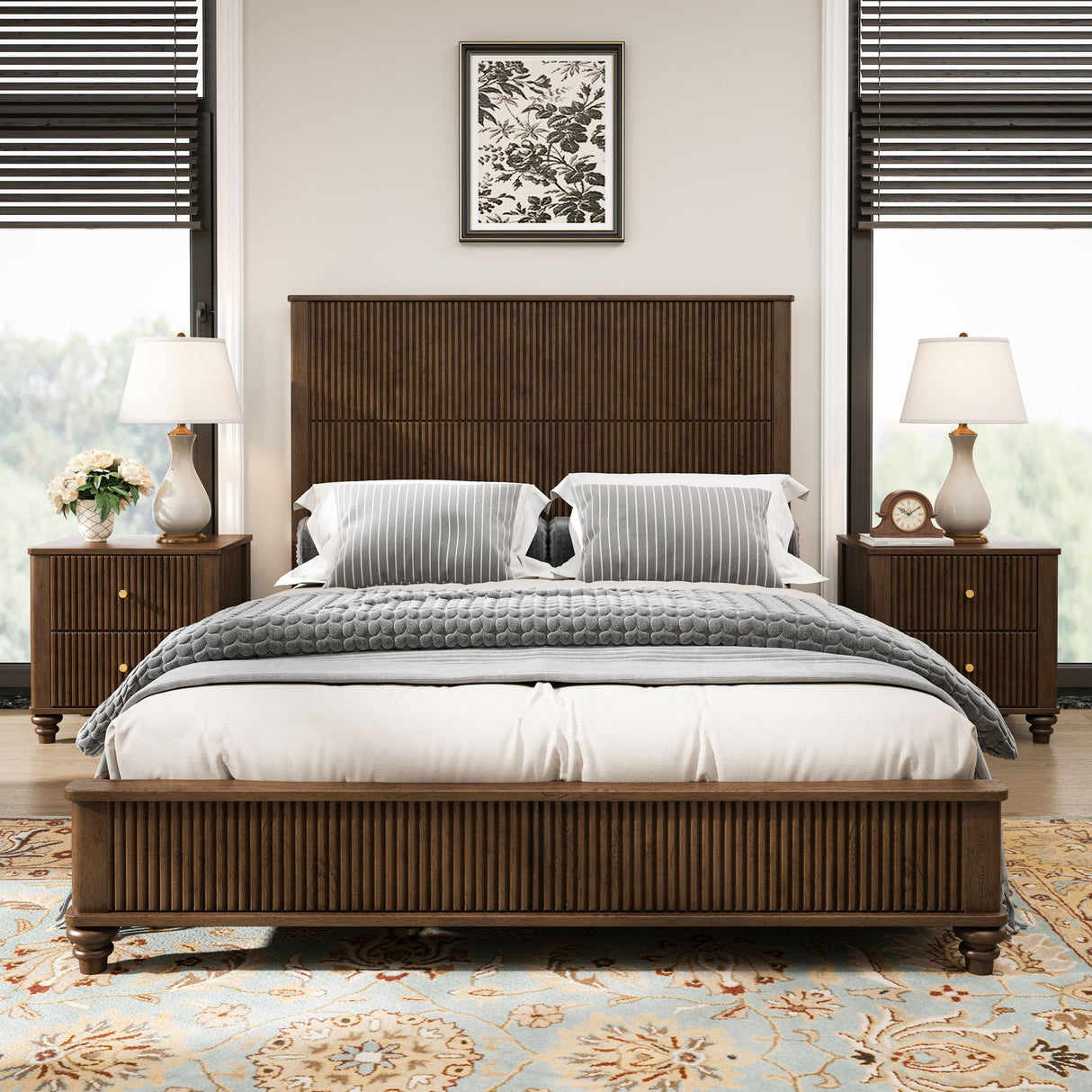 3 Piece Bedroom Set With Bed And 2 Nightstands