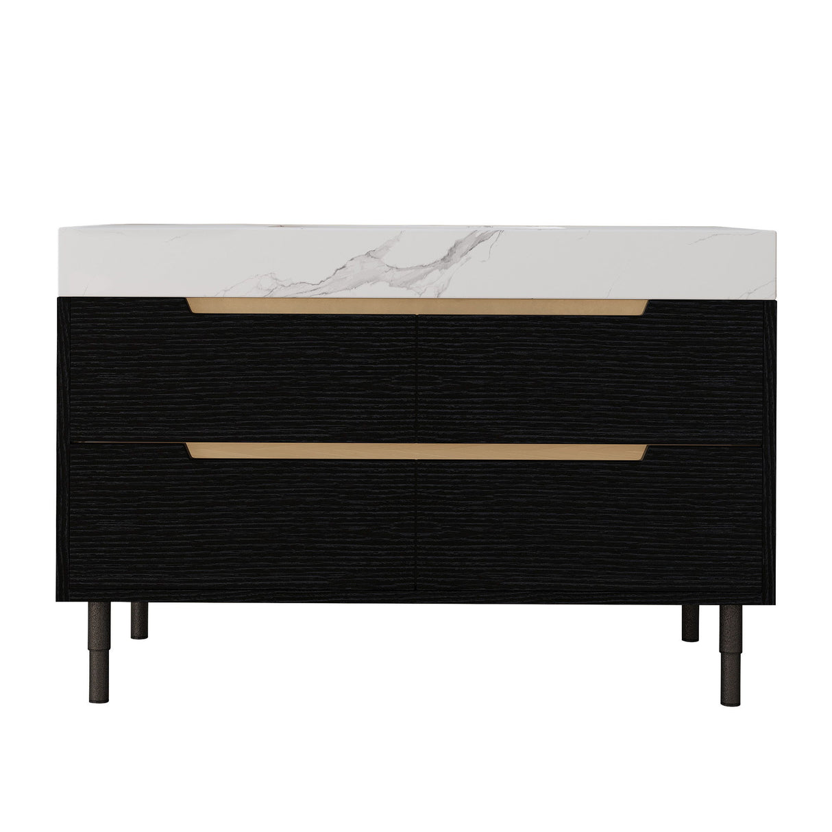 Bathroom Vanity With Undermount Sink, 4 Drawers Storage, Free Standing / Wall Mounted - Black / White