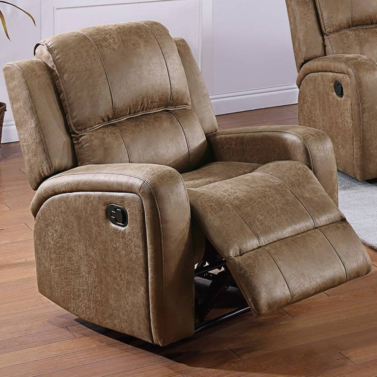 Modern Style Manual Recliner With Square Arms And Tufted Design