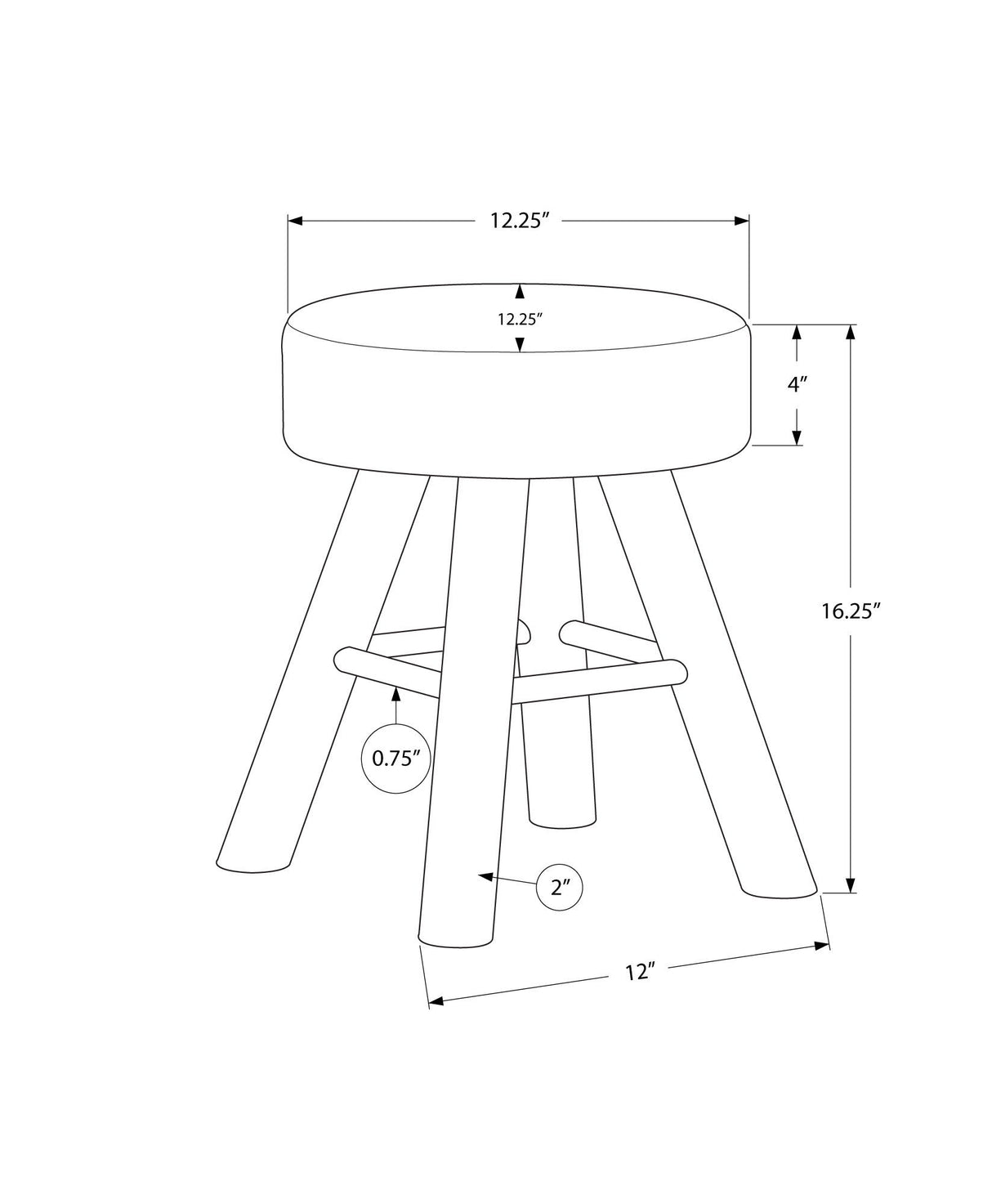 Ottoman, Pouf, Footrest, Foot Stool, Round, Natural Wood Legs, Contemporary, Modern