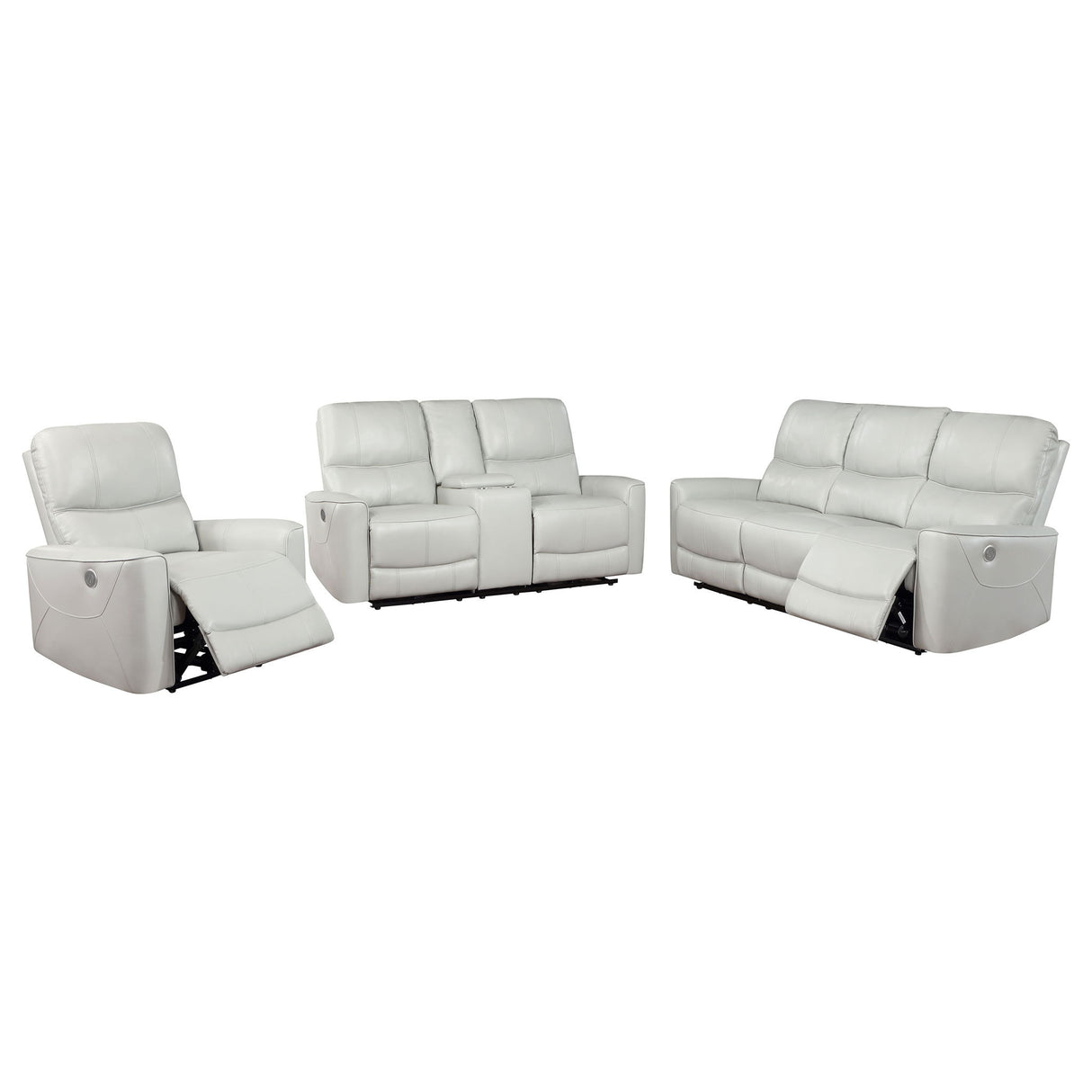 Amberly - 3 Piece Power Reclining Sofa Set - Light Gray