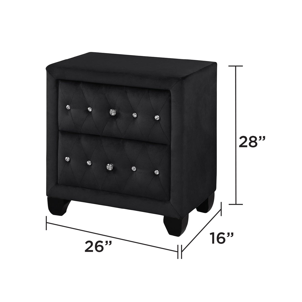 Sophia - 2 Drawer Upholstered Nightstand