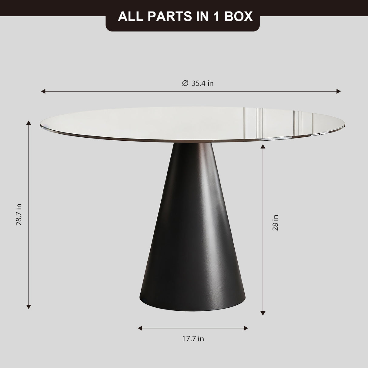 Round Dining Table & Tempered Glass Top - Black / Brown