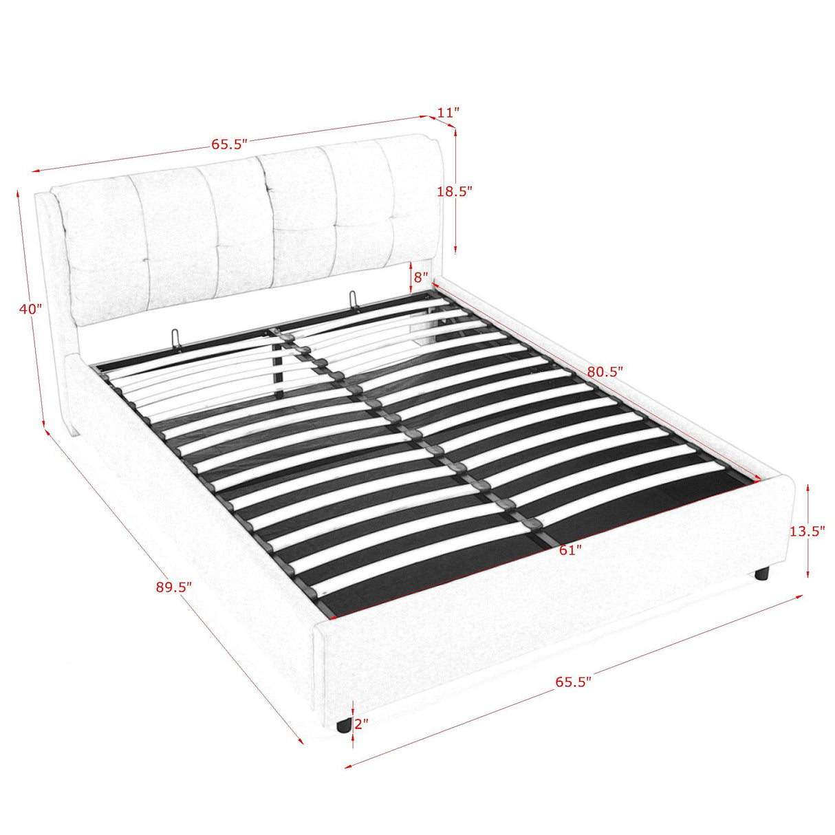Storage Upholstered Hydraulic Platform Bed With Integrated Headboard