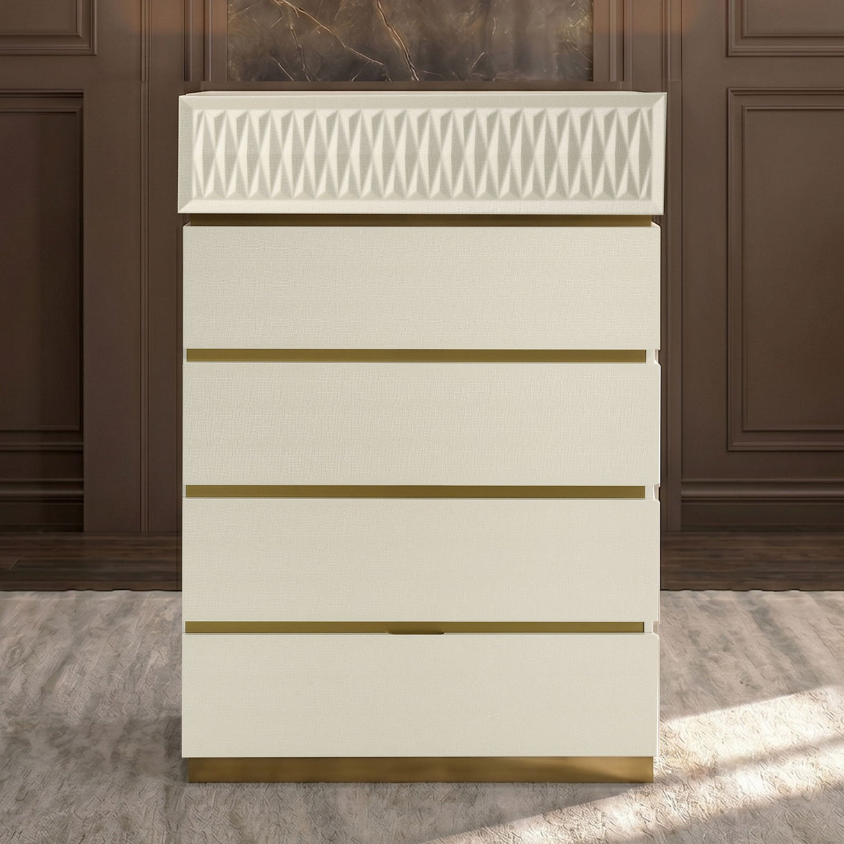 Stanley - 5 Drawer Chest With Crocodile Texture - Gray