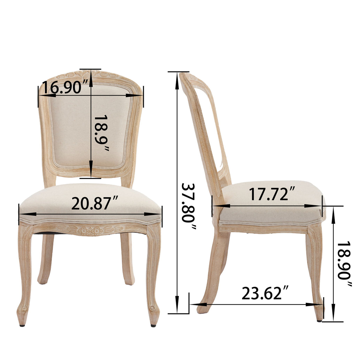 Dining Chairs Upholstered With Fan Shaped Back (Set of 2) - Beige