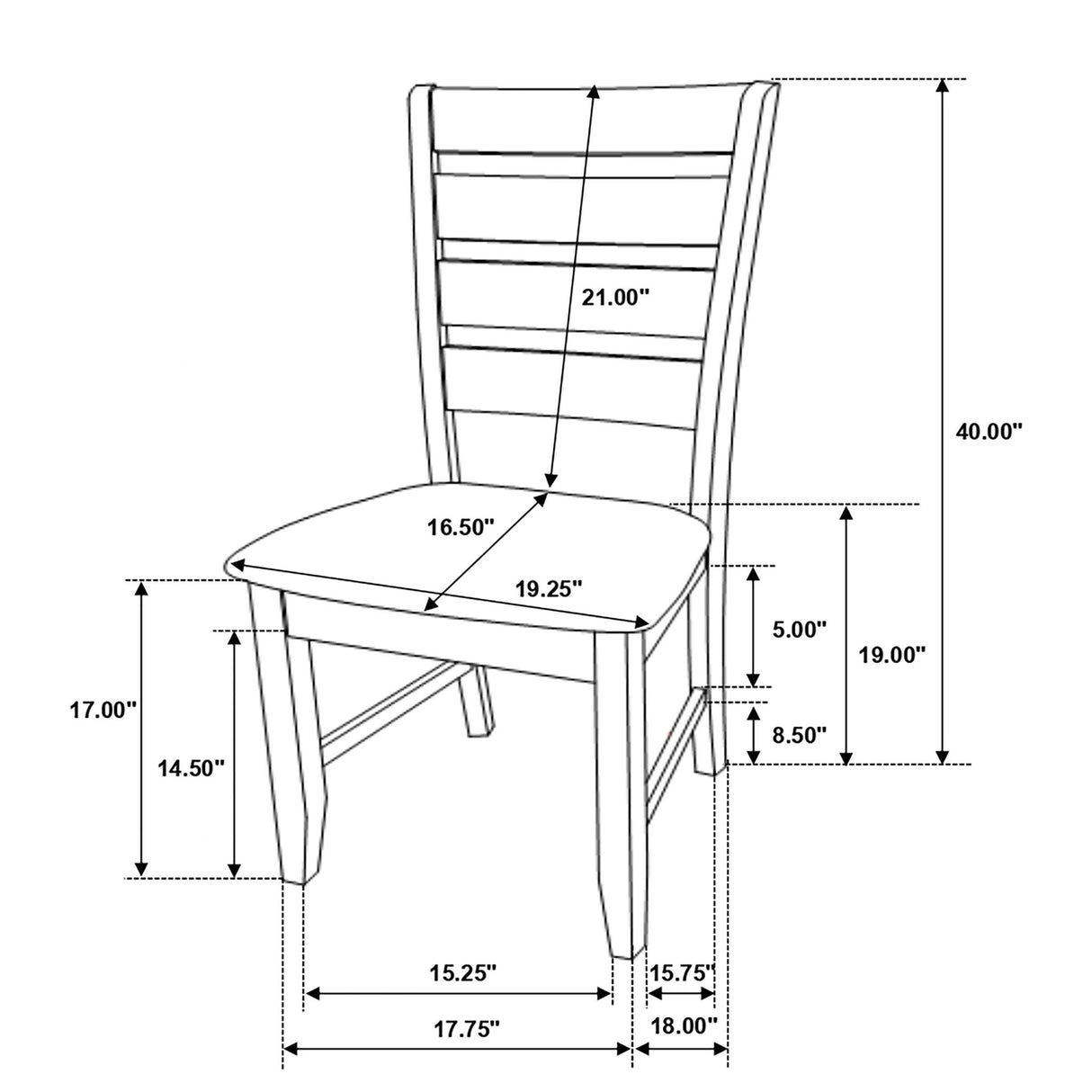 Padded Seat Side Chairs With Tapered Slats (Set of 2)