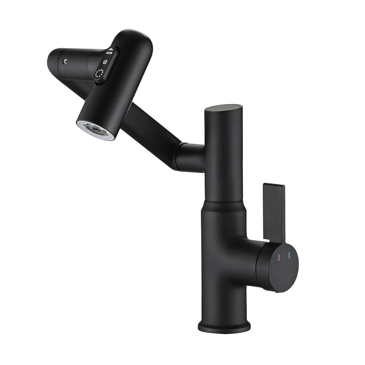 Bathroom Sink Faucet With Spray Function And Temperature Display, Anti Skid Switch, 360 Degree Rotary