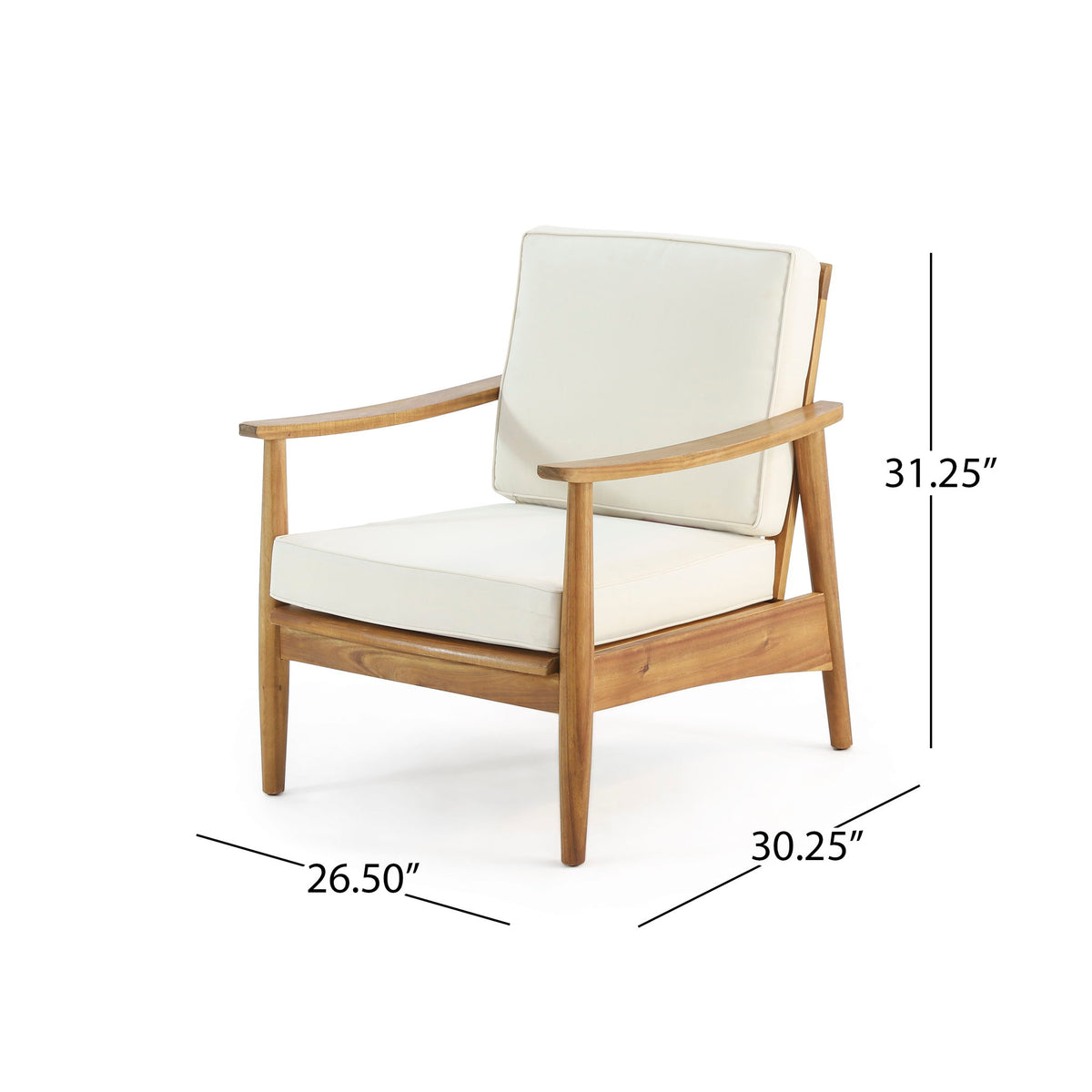 Emmry - Outdoor Acacia Wood Club Chair