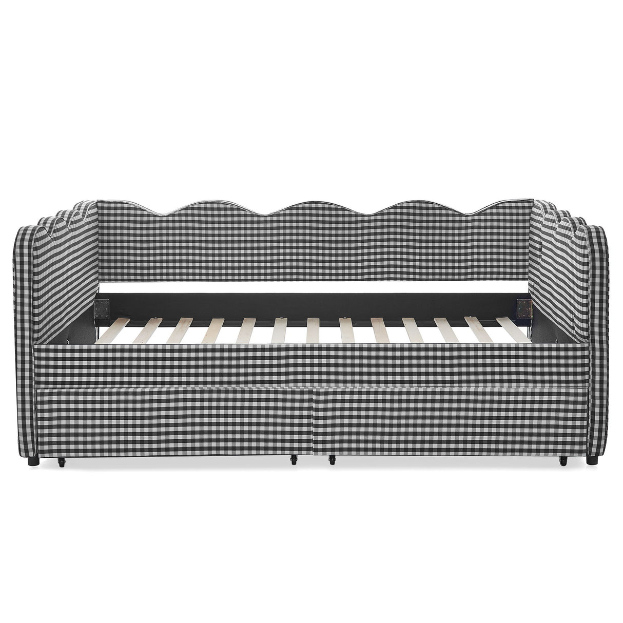 Gingham Daybed & USB Charging Port, Wave-Shaped Design