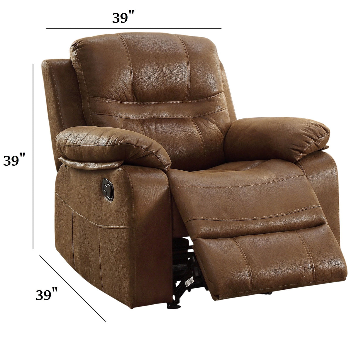 Manual Recliner With Pillow Arms And Headrest - Dark Brown