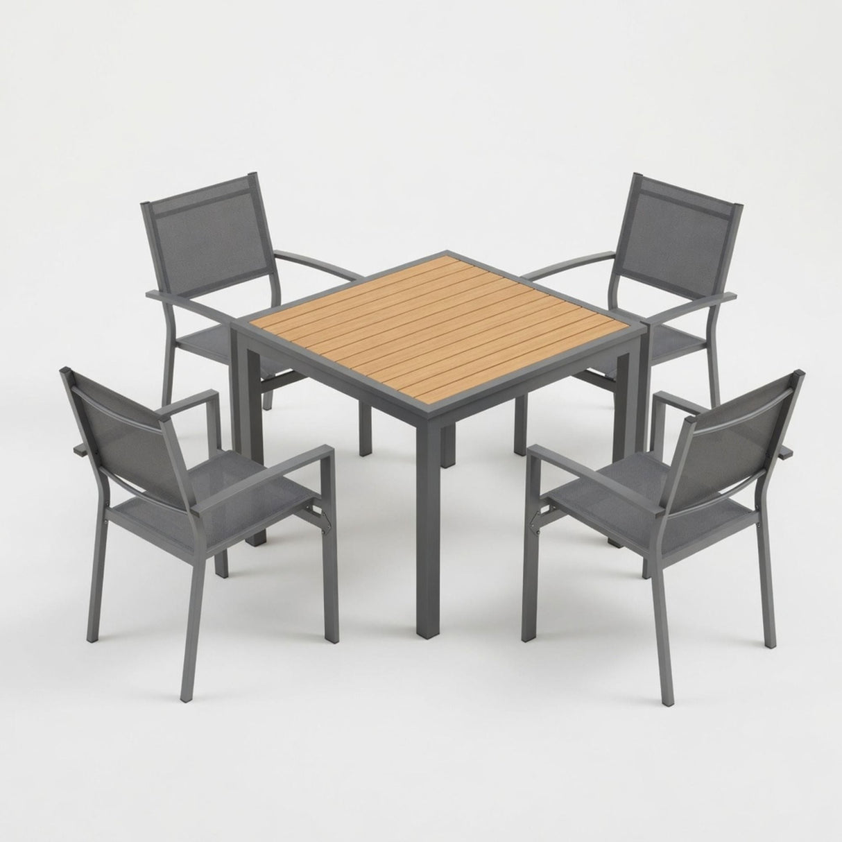 5 Piece Patio Dining Set, Table And Chairs For Outdoor Use - Gray