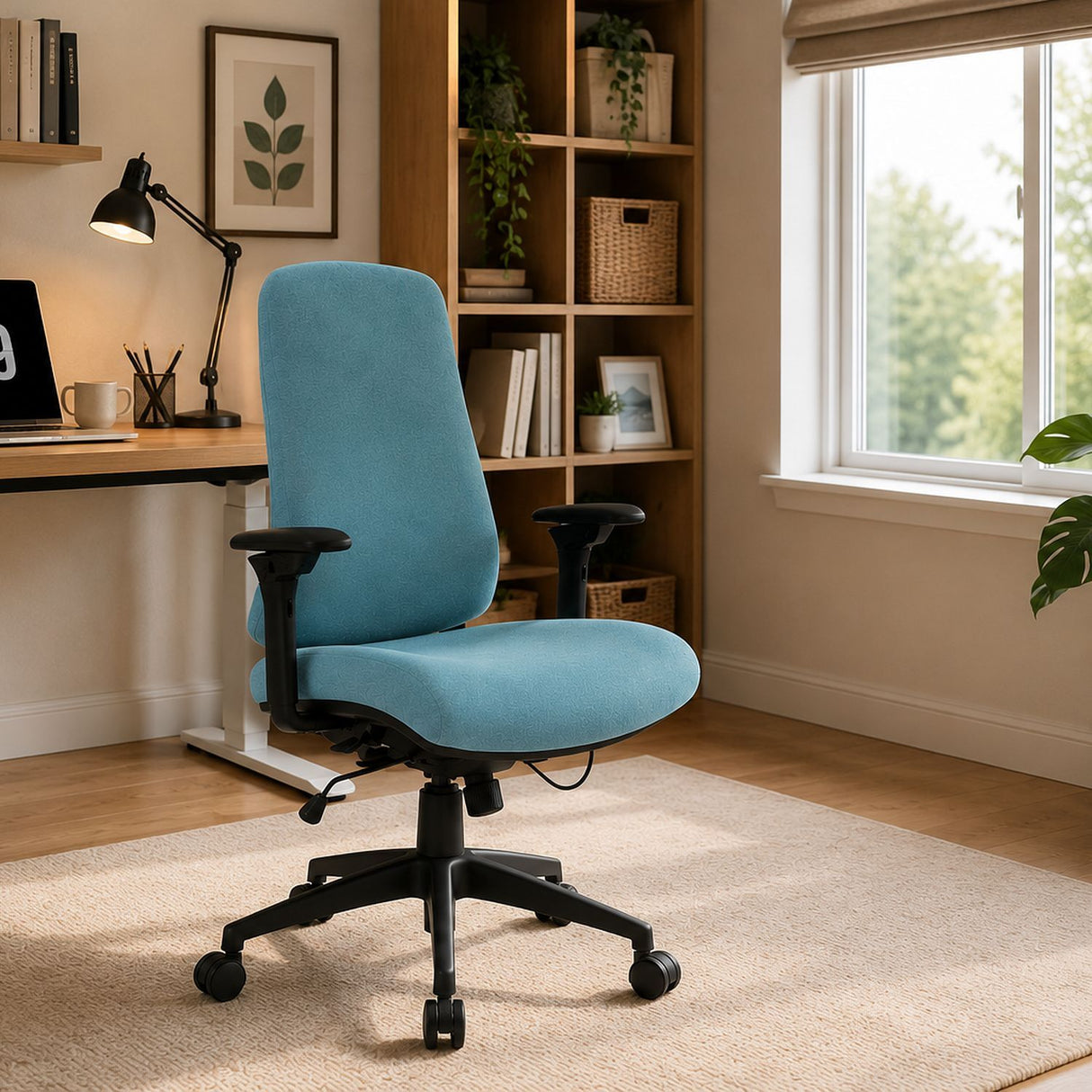 Office Chair With Mid Back Design, 5D Armrests And Multi Position - Blue