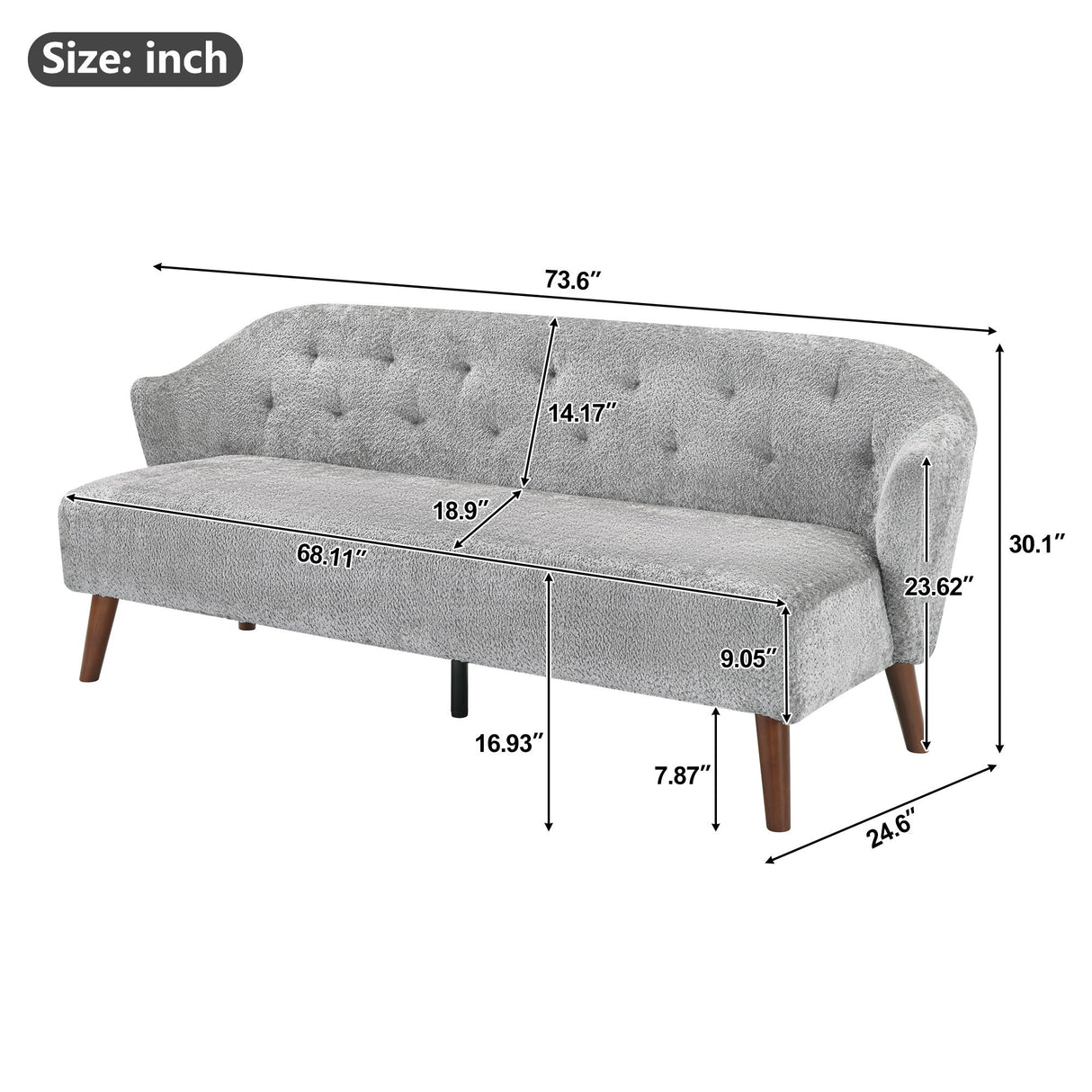 3 Seater Tufted Upholstered Couch Comfy Living Room Sofa