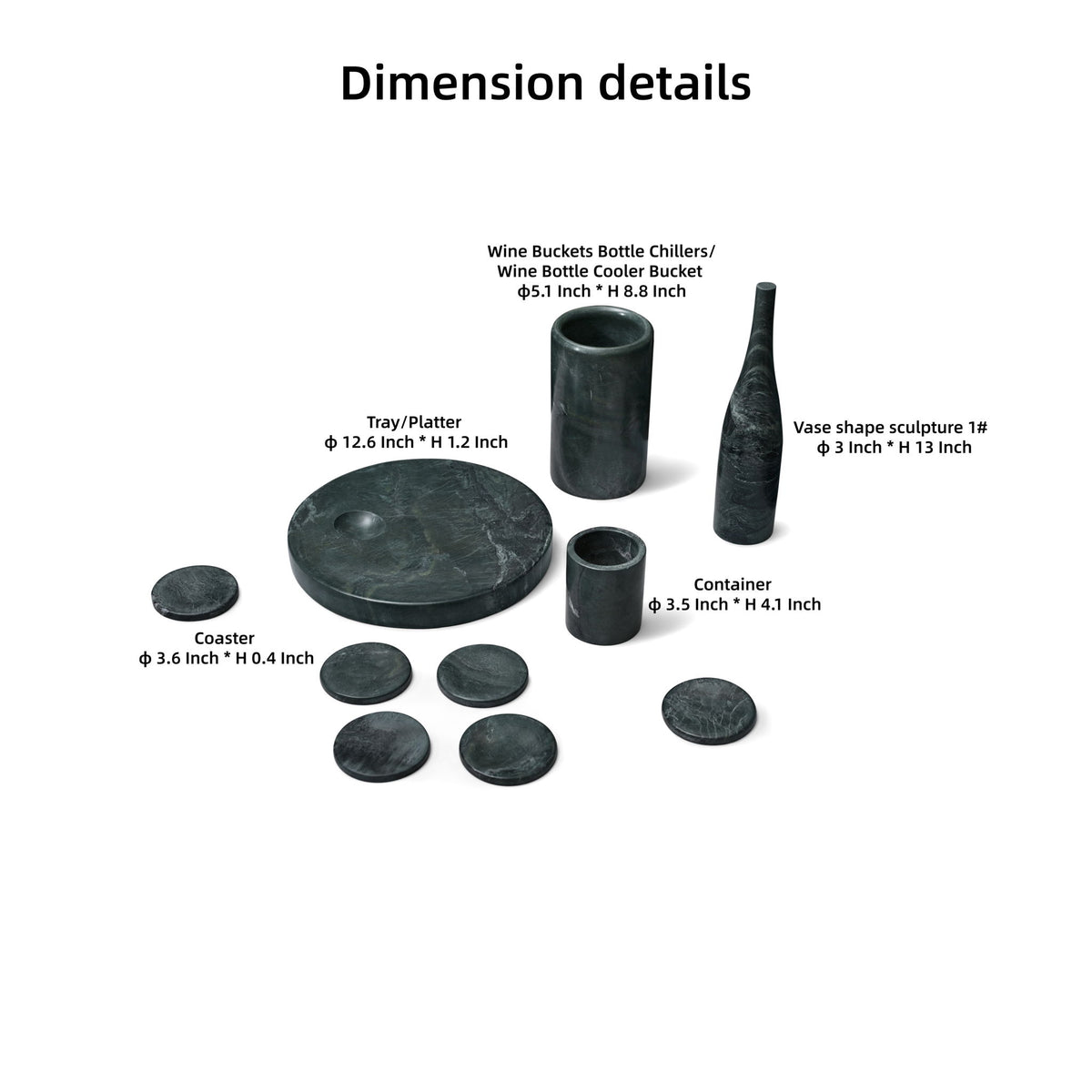 10 Pieces Luxury Natural Marble Dining Room Accessories Set