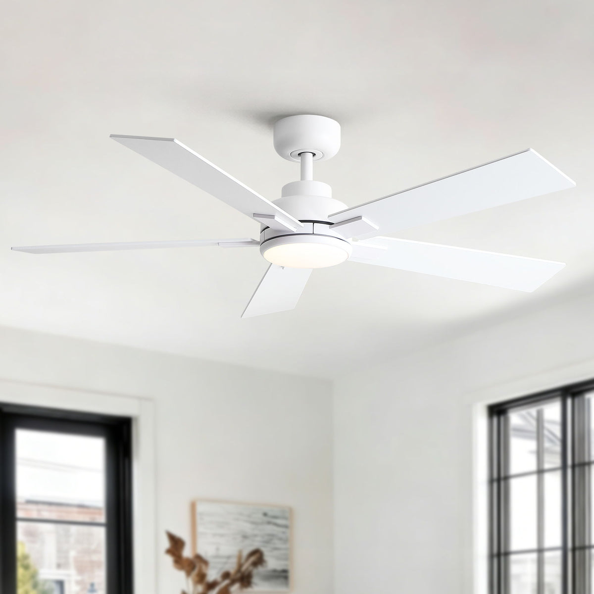 Reversible Motor Integrated LED Dimmable Ceiling Fan With Light