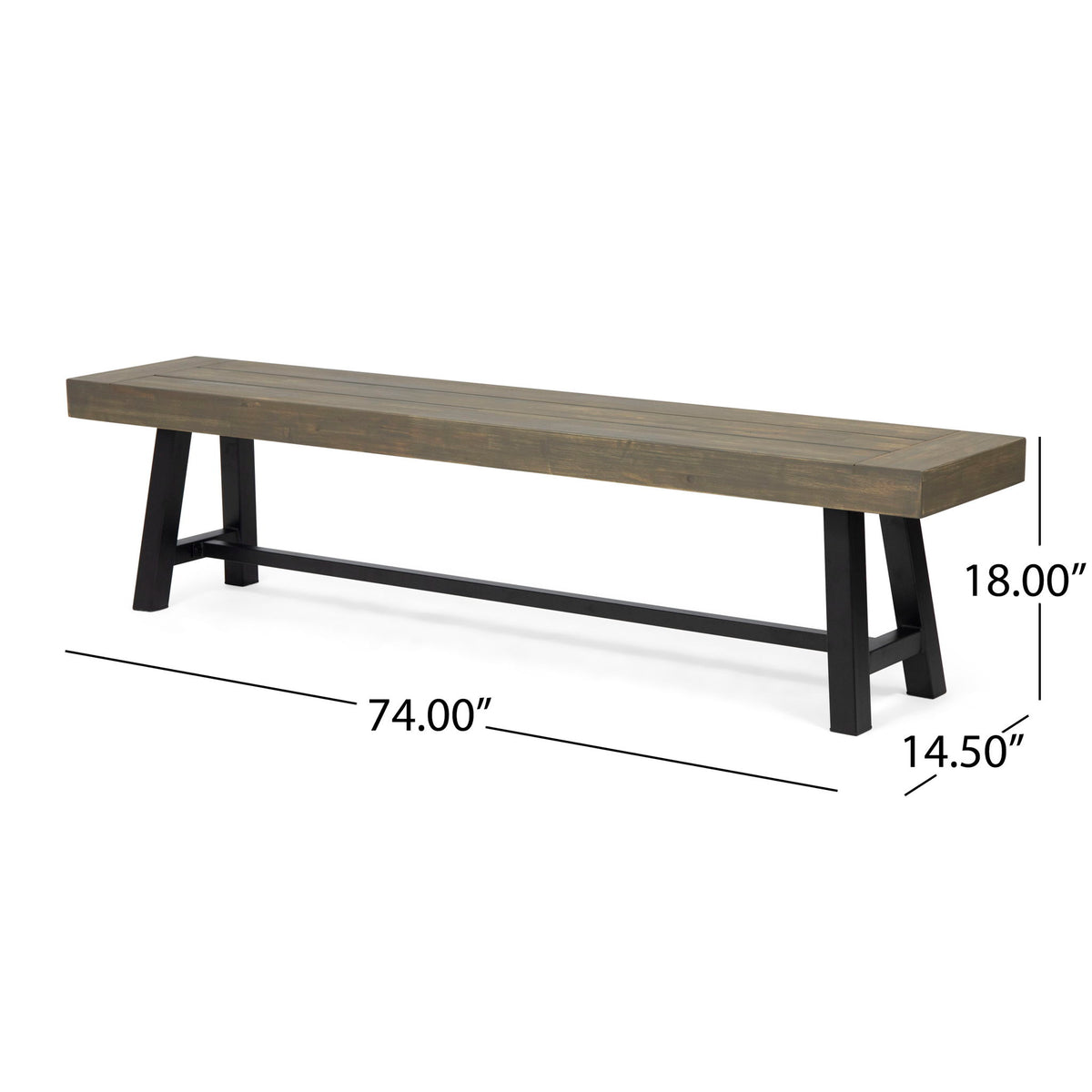 Outdoor Patio Bench - Gray / Black
