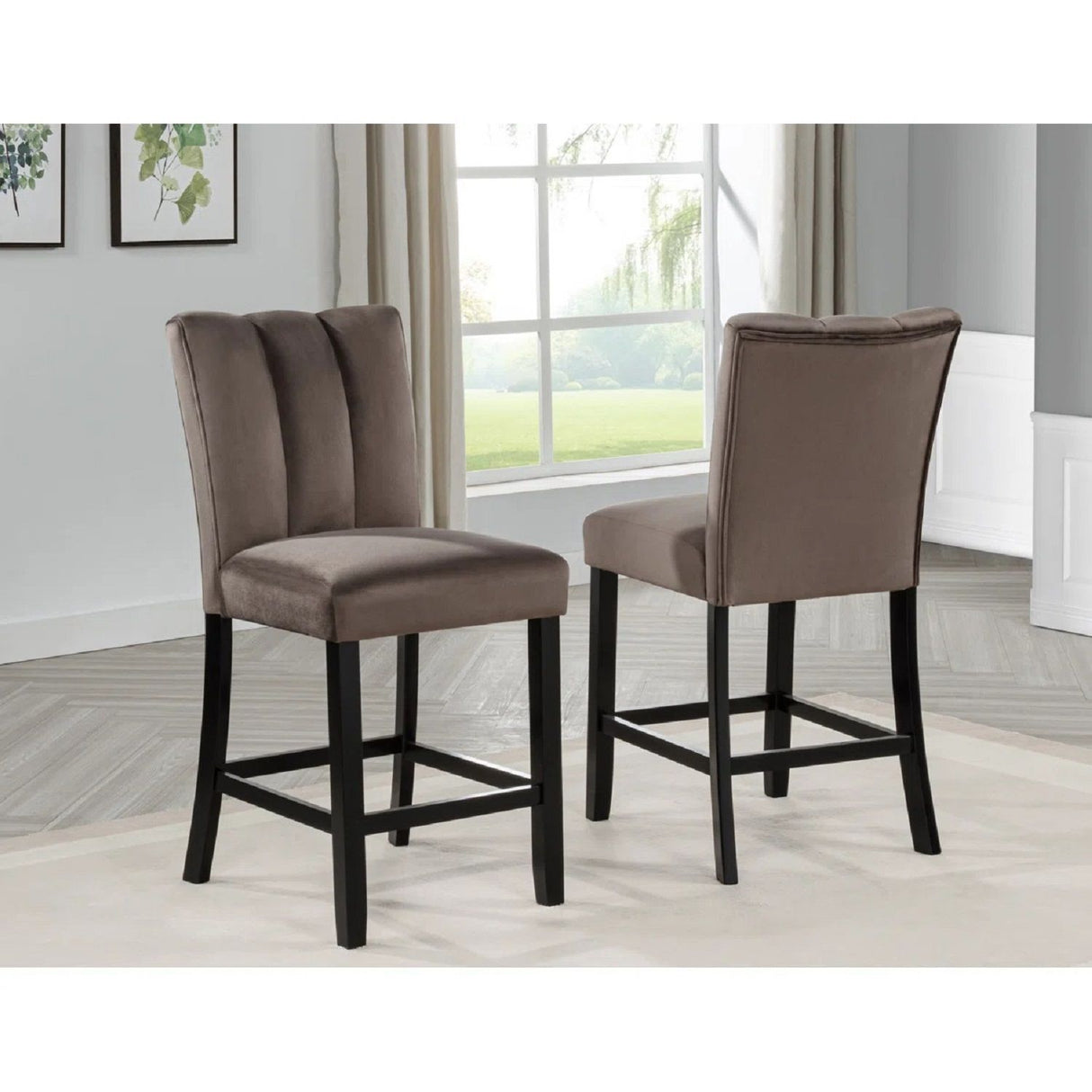 5 Piece Counter Dining Set With Table, Chairs - Black / Brown