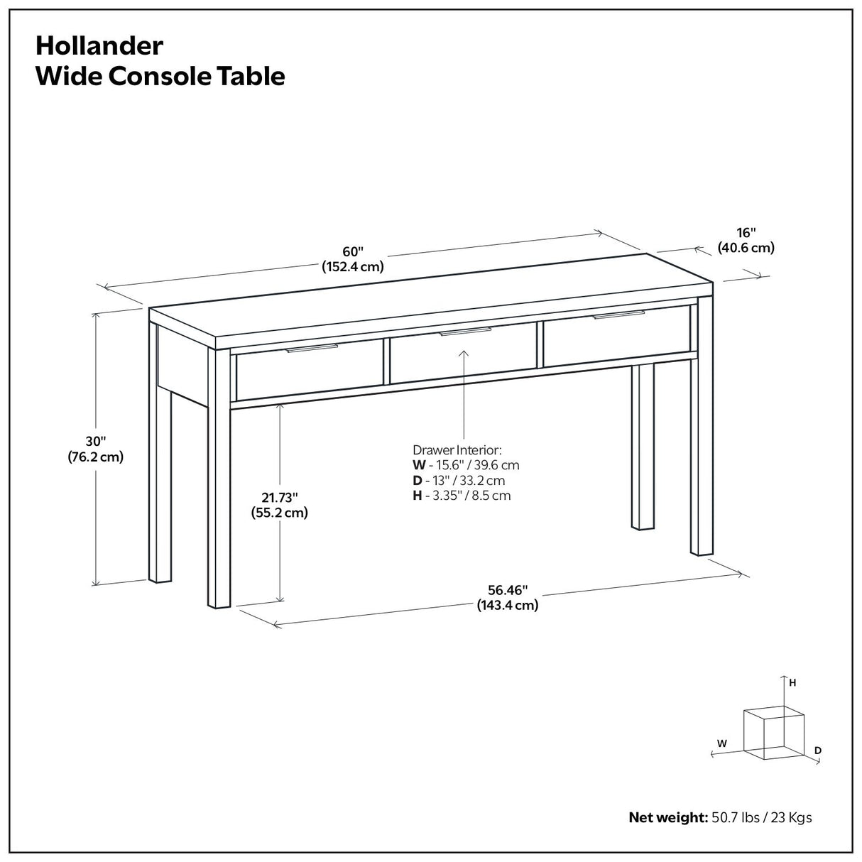 Hollander - Wide Console Table