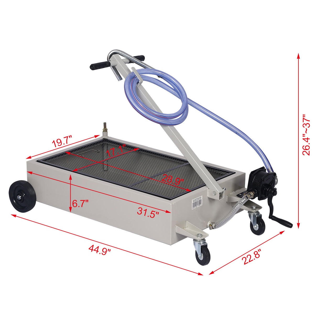 Heavy Duty 20 Gallon Low Profile Oil Drain With Pump Polypropylene - Gray