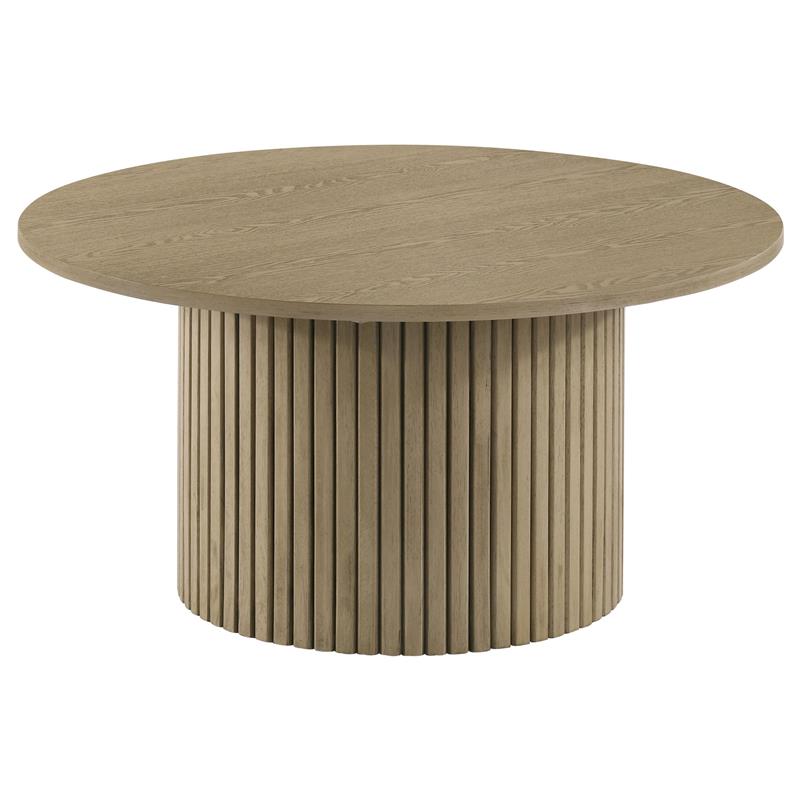 Hamlyn Round Fluted Occasional Cocktail Coffee Table Natural Oak - 706498