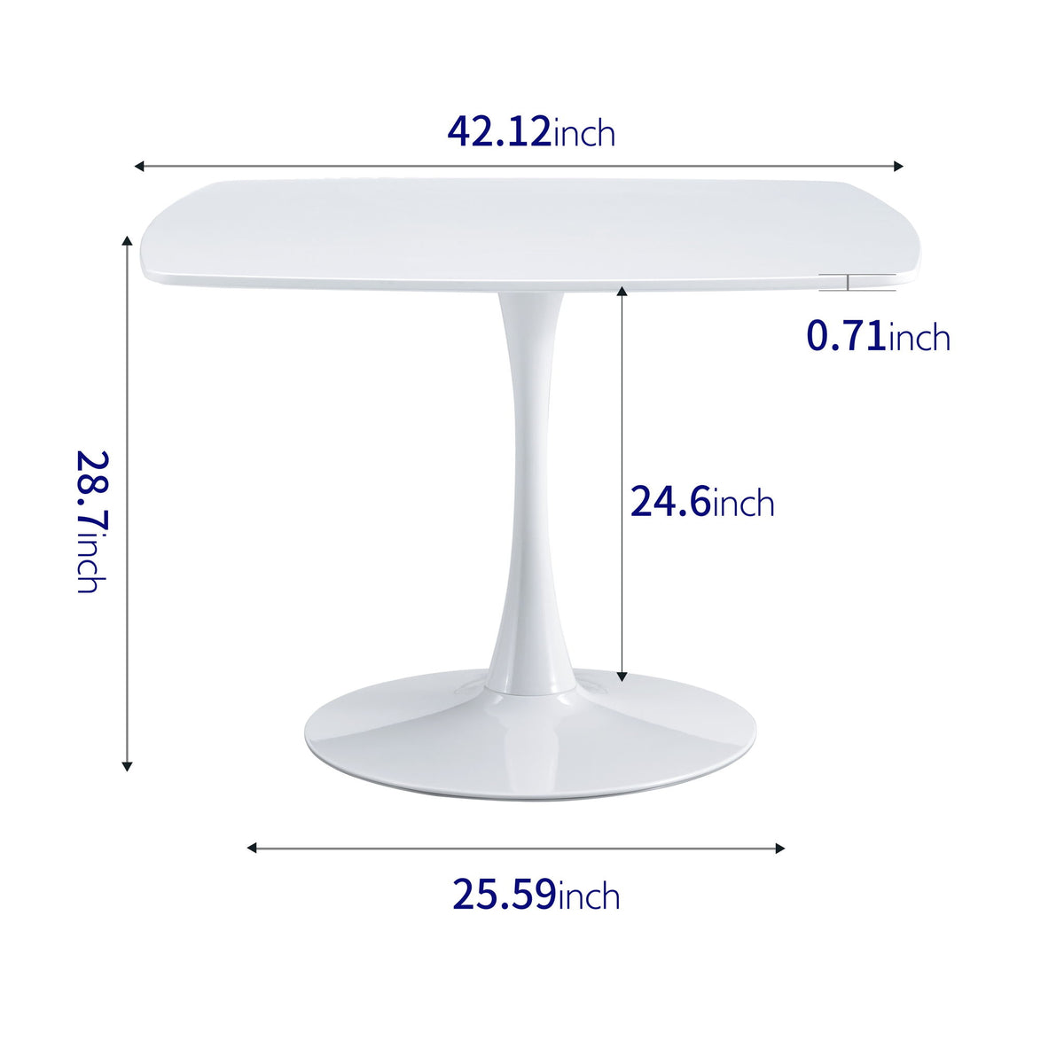 Table Mid-Century Dining Table For 4-6 People With Round MDF Table Top, Pedestal Dining Table, End Table Leisure Coffee Table - White