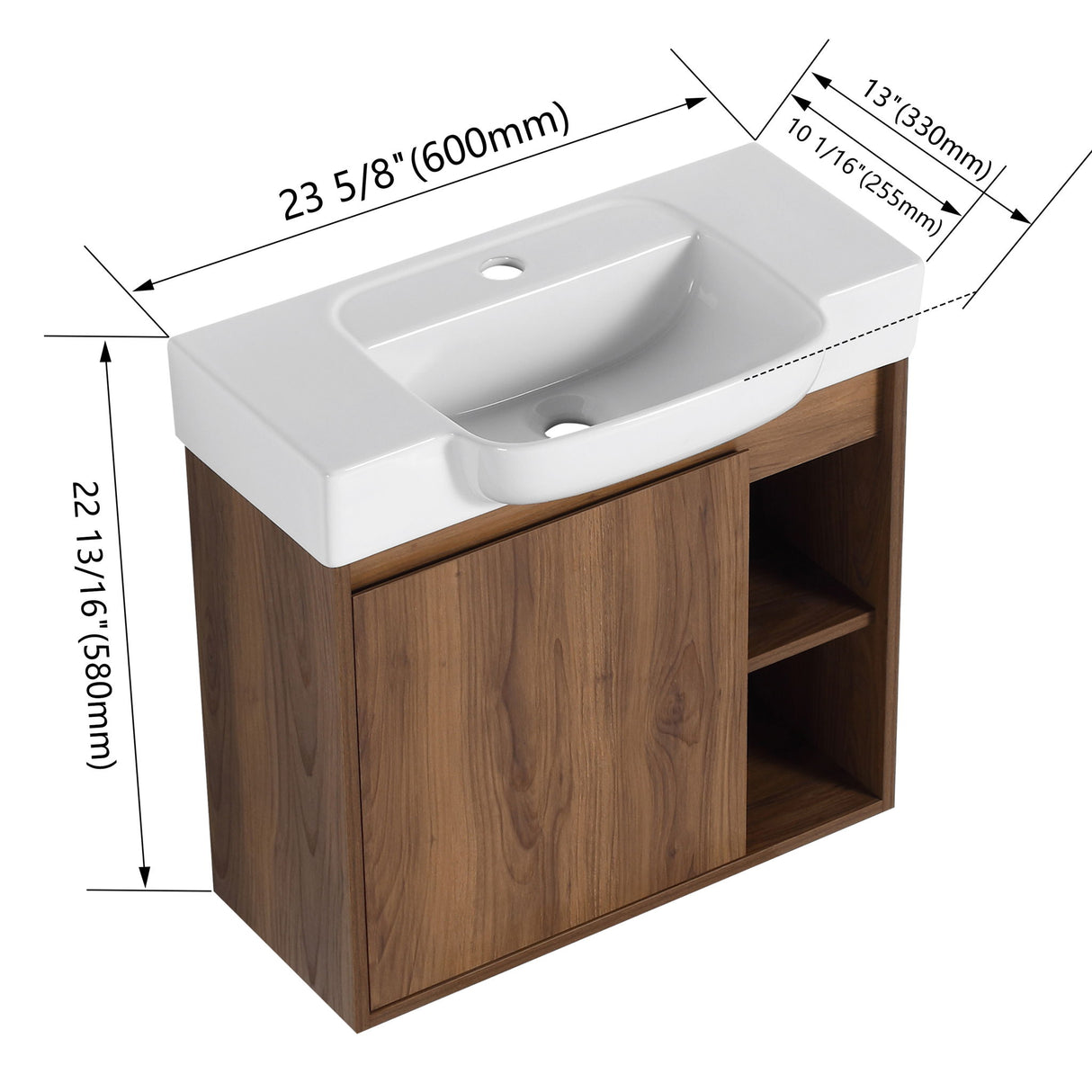 Wall Mounted Bathroom Vanity With Sink & Soft Close Door