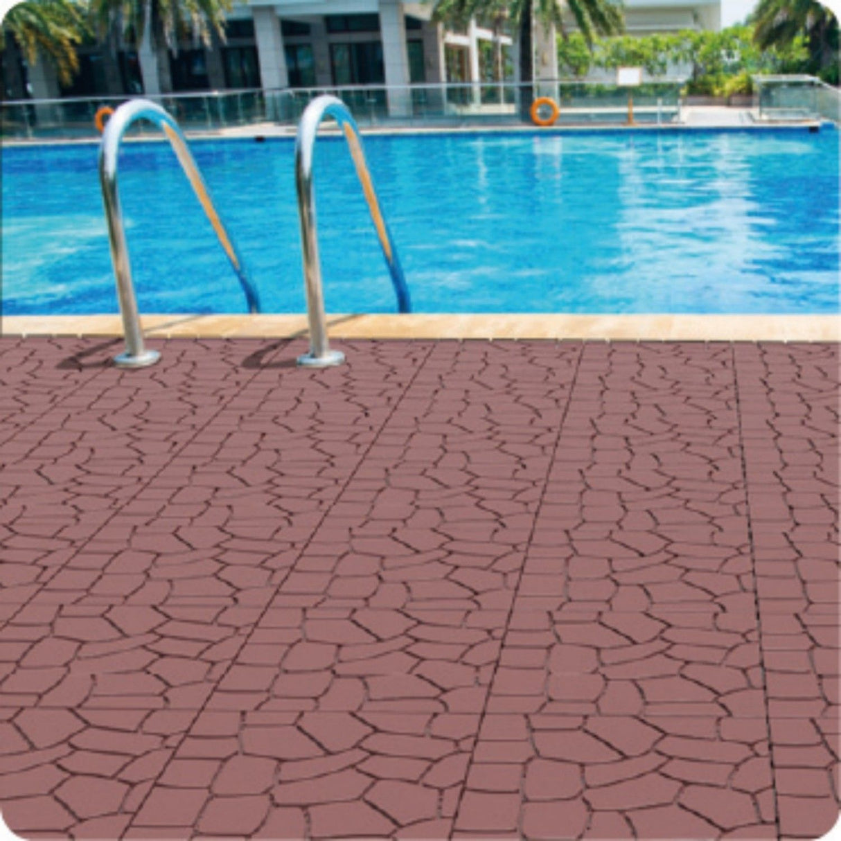 Stone Texture Interlocking Patio Deck Tiles, 44 Pieces
