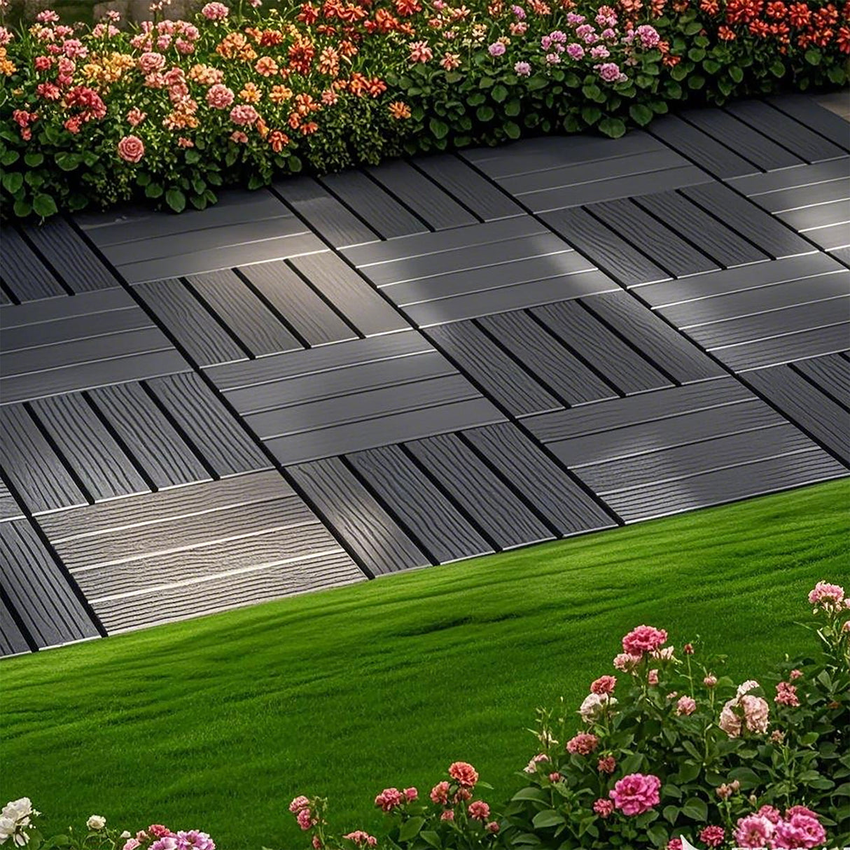 Interlocking Plastic Deck Tiles, Waterproof Outdoor / Indoor Patio Flooring