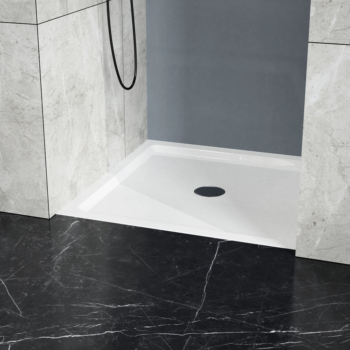 Goodyo - Centered Drain Shower With 3-Side Tile Flanges - White