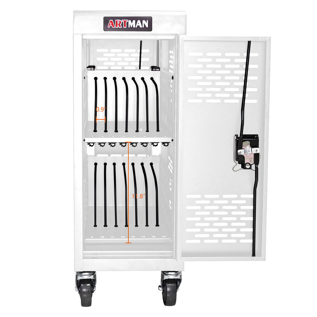 16 Bay Mobile School Charging Cart Station For book, Tablet And Laptop Computer With Power Strip Included