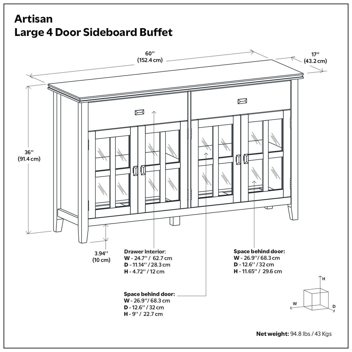 Artisan - 4 Door Sideboard Buffet