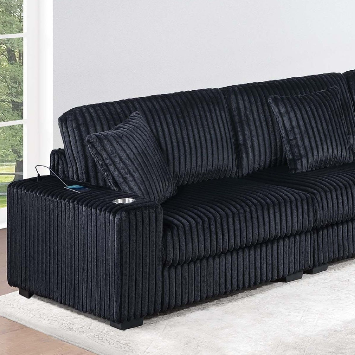 Contemporary Style Chair With Cup Holder Armrest