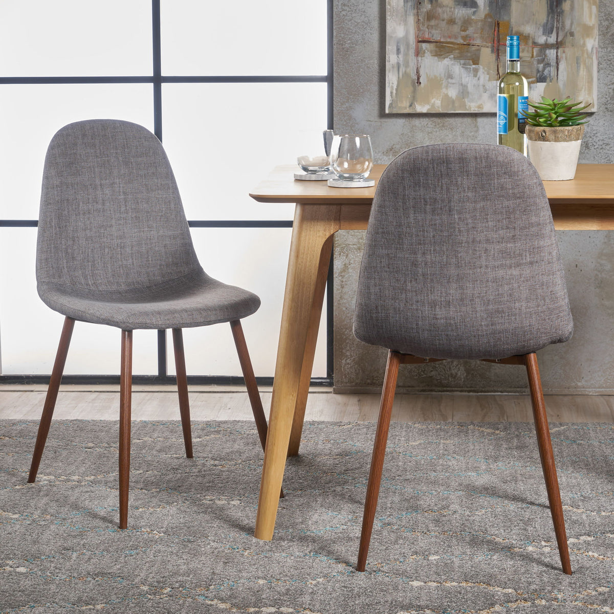 Modern Minimalist Fabric Dining Chair With Iron Legs