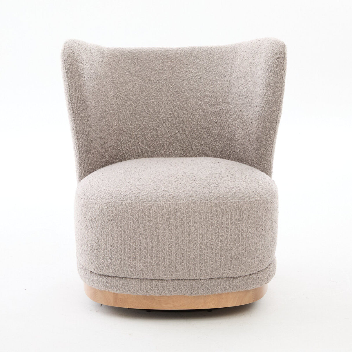 Curved Back Swivel Lounge Chair With Rotating Base For Home - Gray