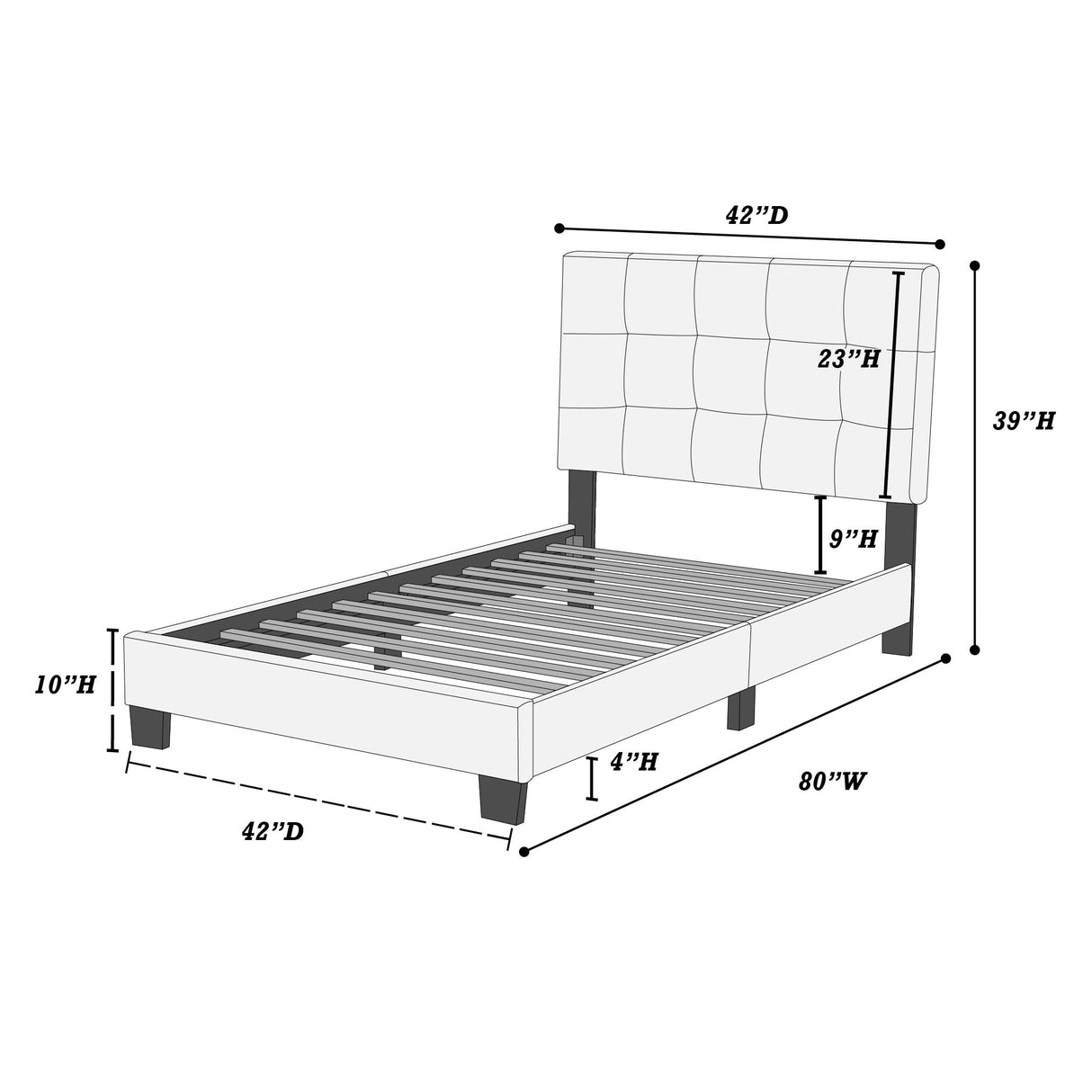 Contemporary Style Bed, Rectangle Headboard