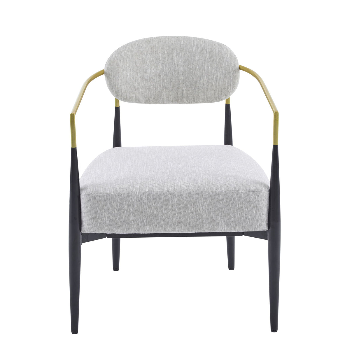 Upholstered Accent Armchair With Tapered Legs - Beige / Black / Gold