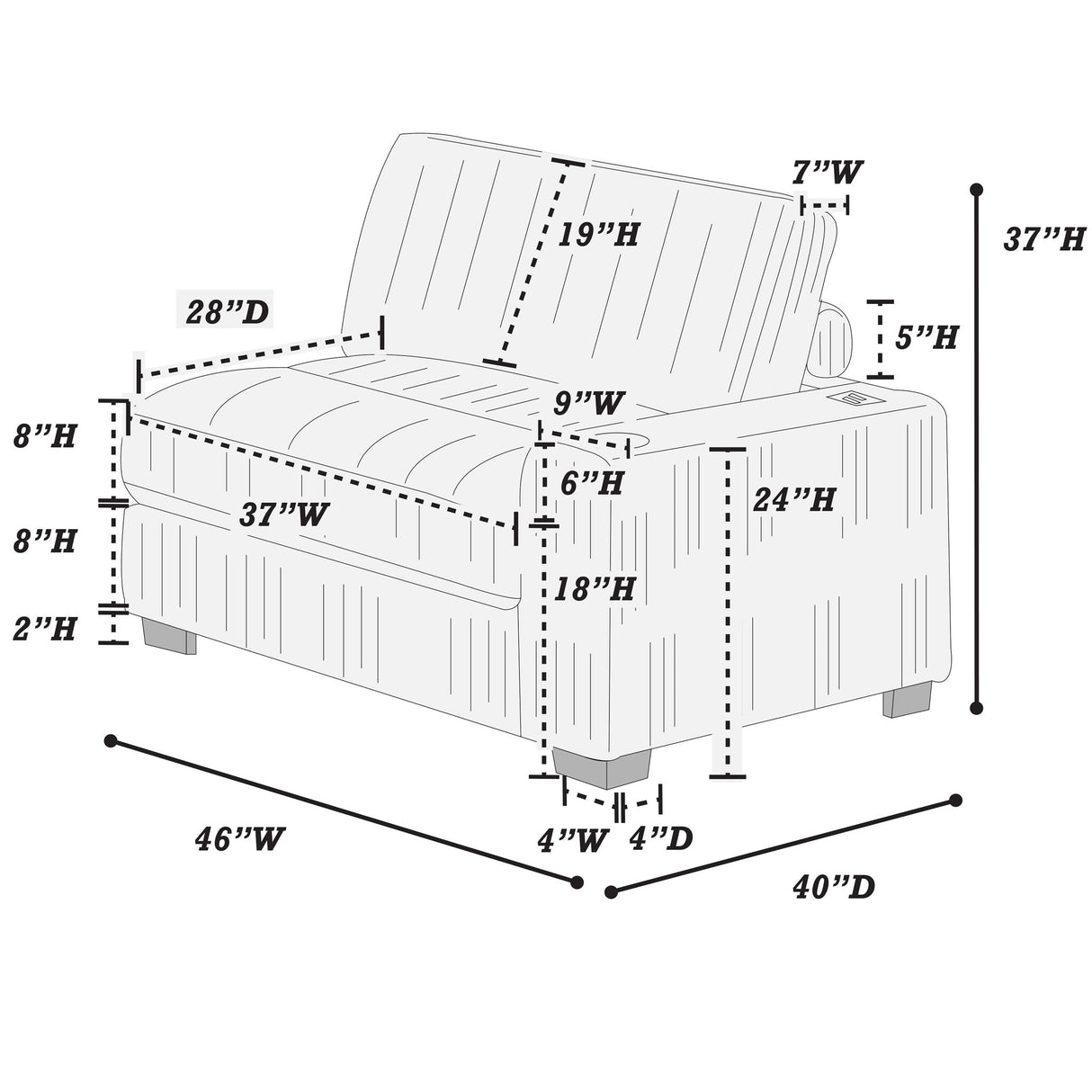 Contemporary Style Chair With Cup Holder Armrest