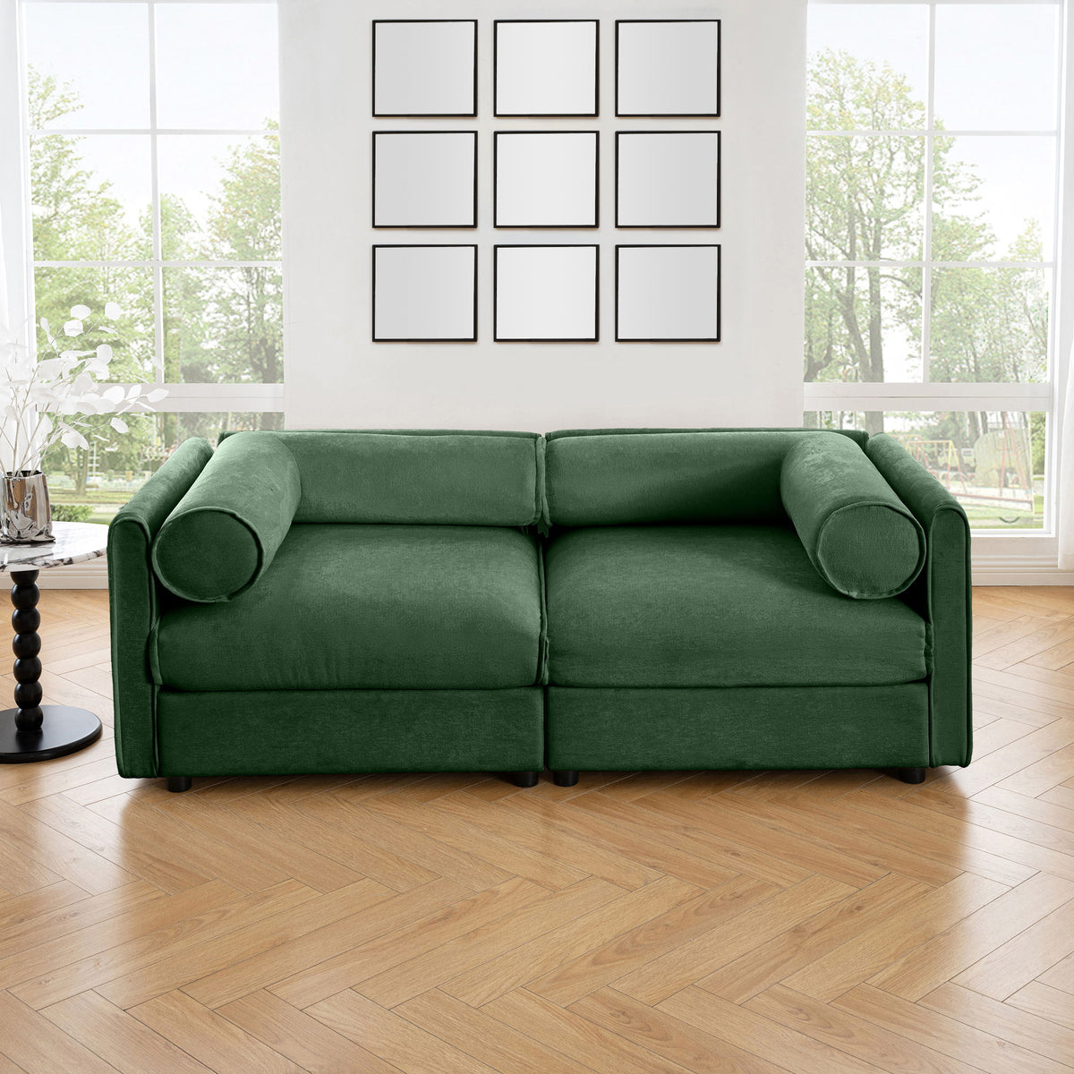Stylish Sofa With Storage Seat And Cylindrical Backrest