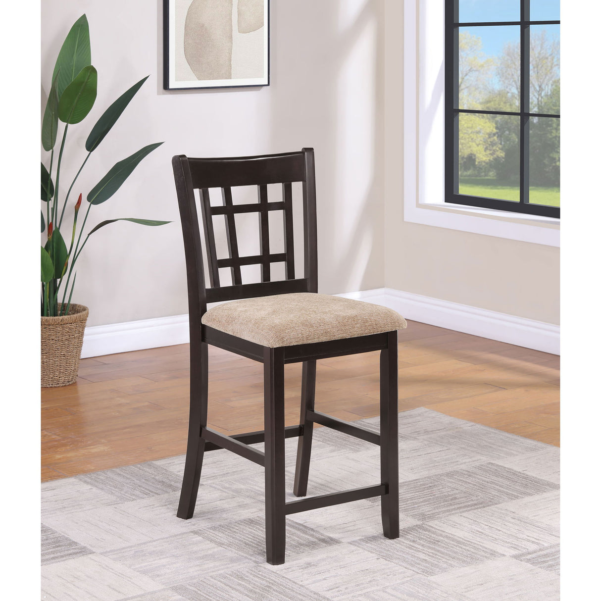 Lattice Back Counter Height Stools (Set of 2)