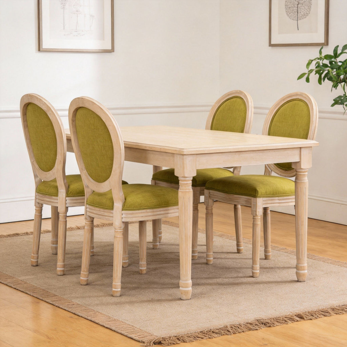 Dining Chairs Upholstered With Sponge Round Back (Set of 2) - Green