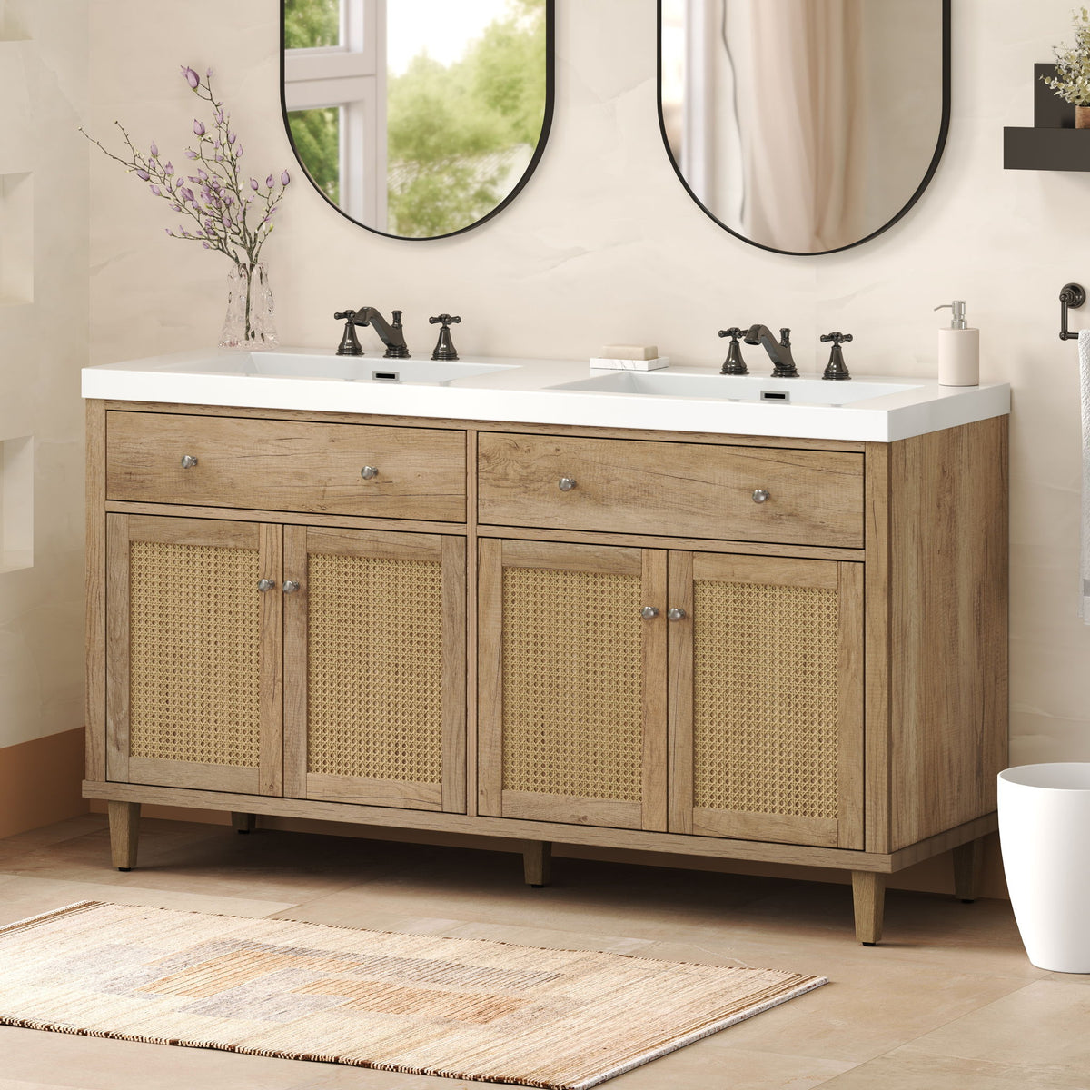 Bathroom Vanity With Double Sink, Large Storage Space