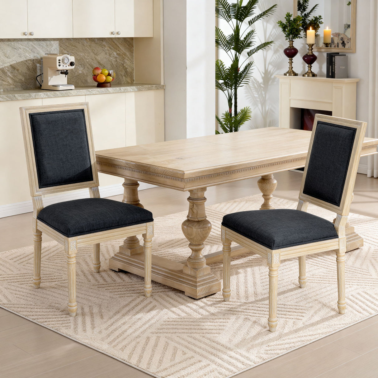 Dining Chairs With Upholstered Square Back (Set of 2)