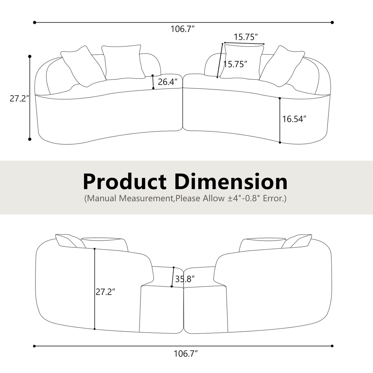 Curved 4 Seater Full Compression Sponge Sofa