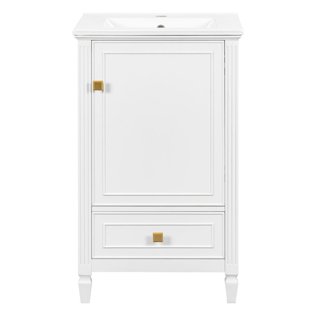 Freestanding Bathroom Vanity With Sink, Soft Closing Door, Drawer Storage - White