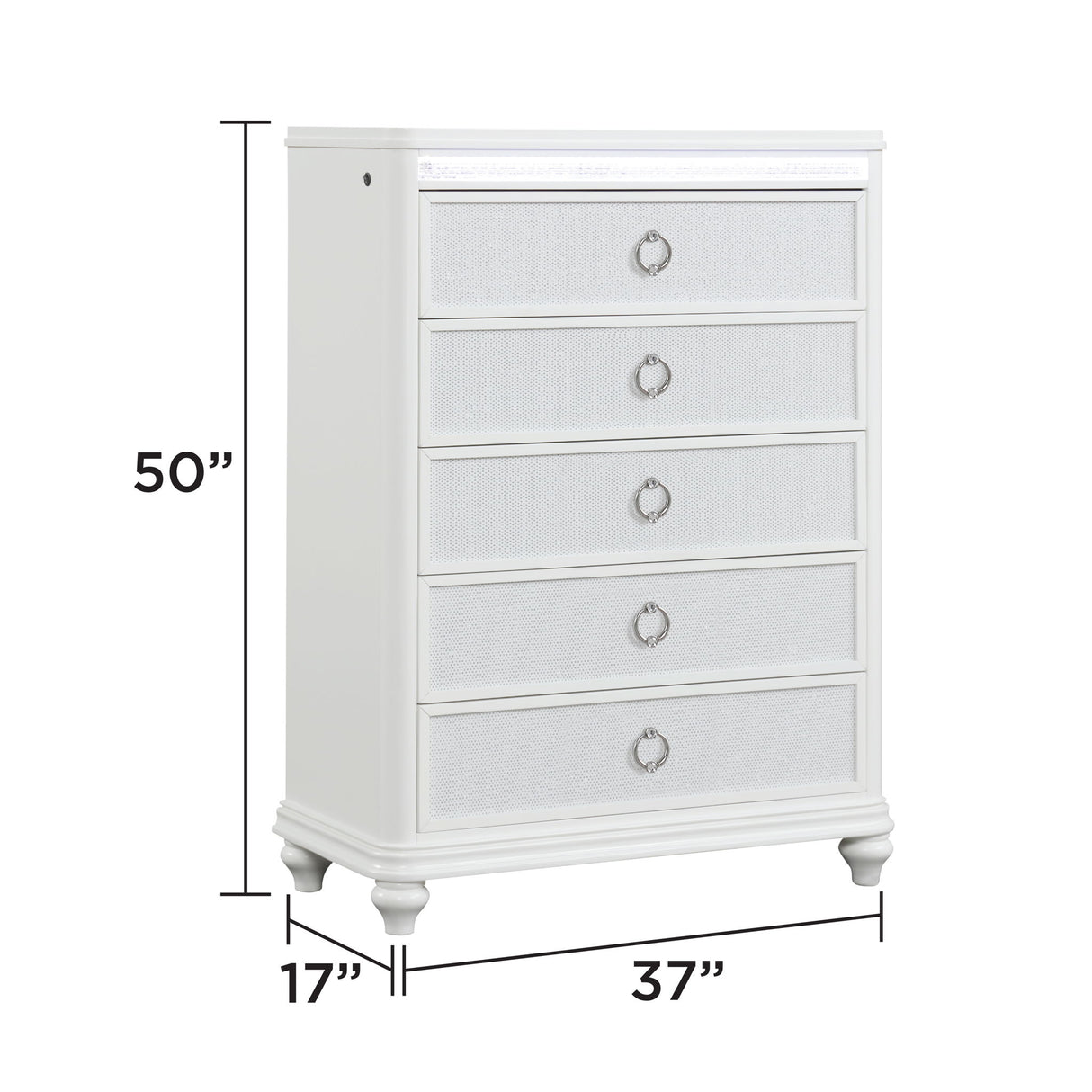 Abigale - 5 Drawer Chest With LED Lighting - White