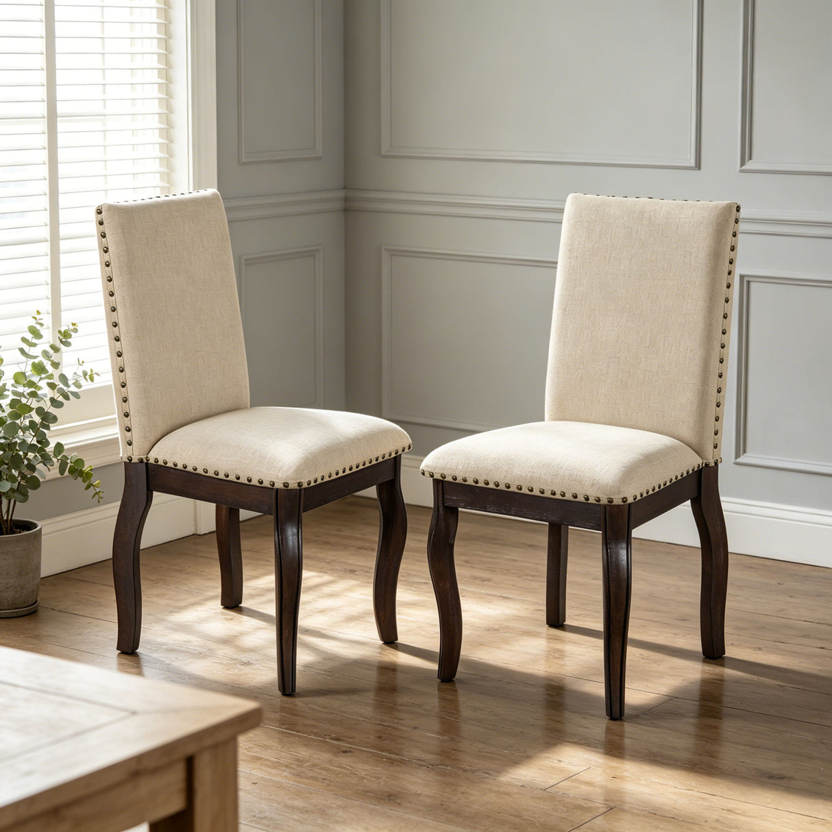 Upholstered Dining Chairs With Nailhead (Set of 2)