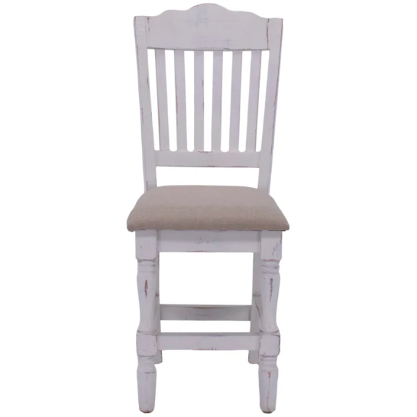 VD MARTHA WHITE STOOL 24 W/ BACK - MAR24NW